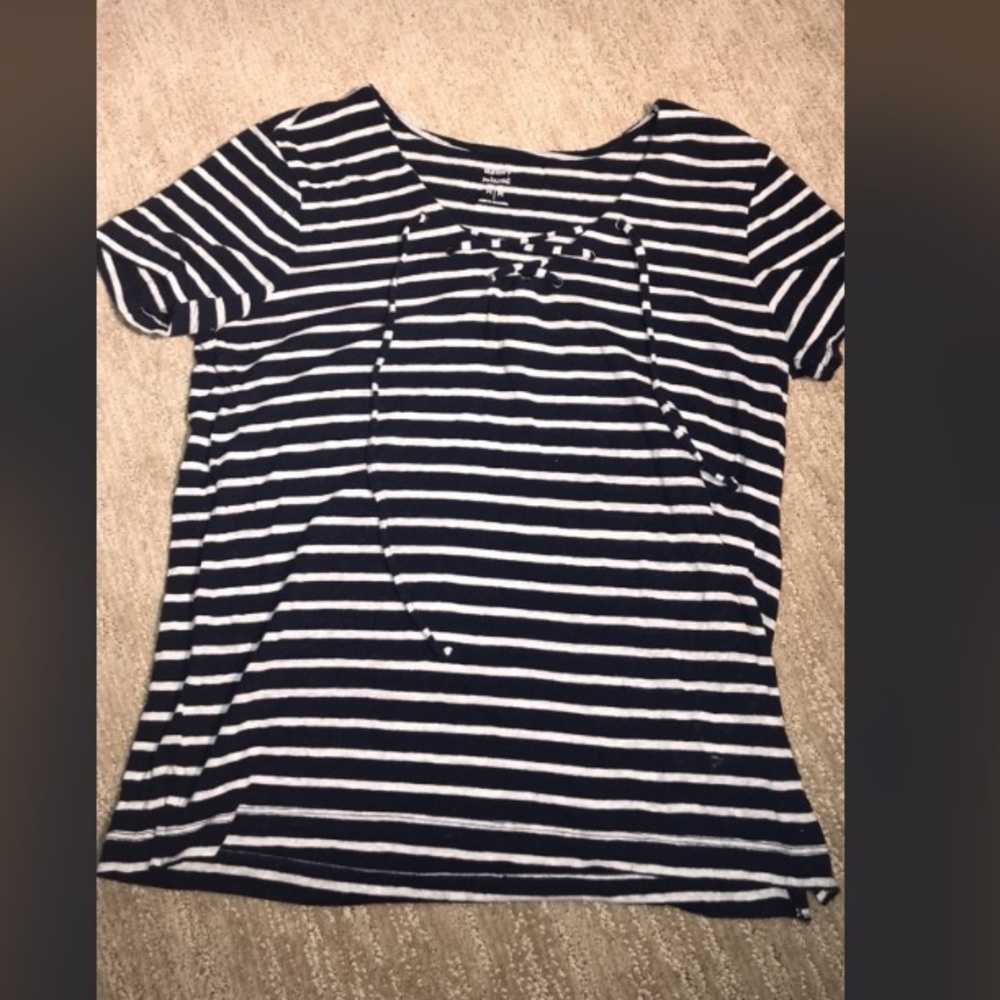 Navy and white stripe blouse